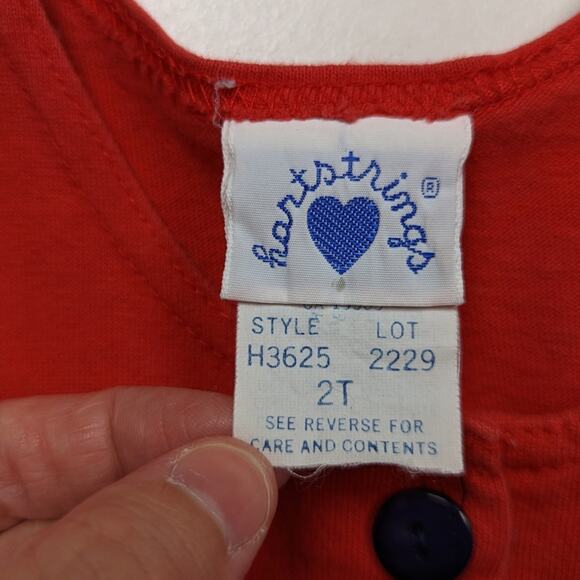 Vintage Hartstrings Romper Girls Size 18-24m Red Shortalls - Picture 5 of 5